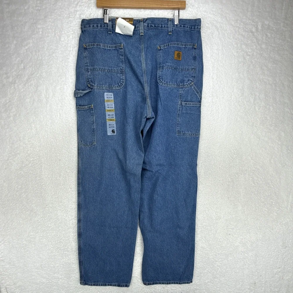 Carhartt‎ B13 STW Original Dungaree Fit Mens Blue Denim Work Jeans 40x34 NWT